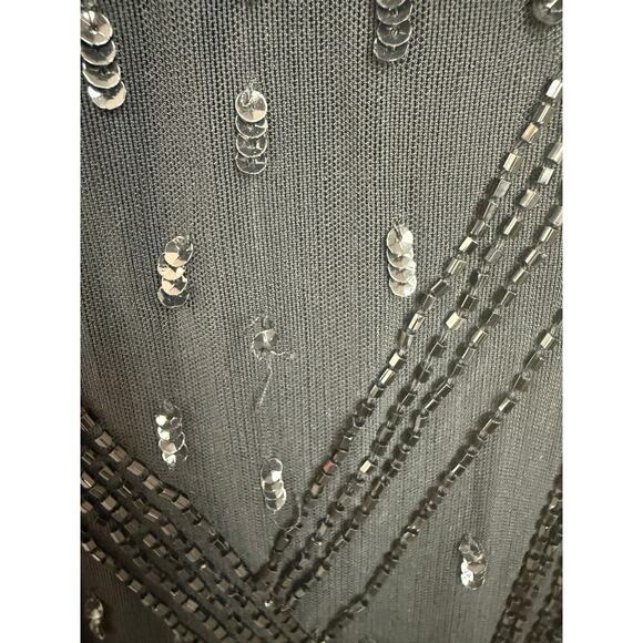 Alice + Olivia Little Black Dress Sequin Cocktail Beaded Size 4 - Picture 2 of 8